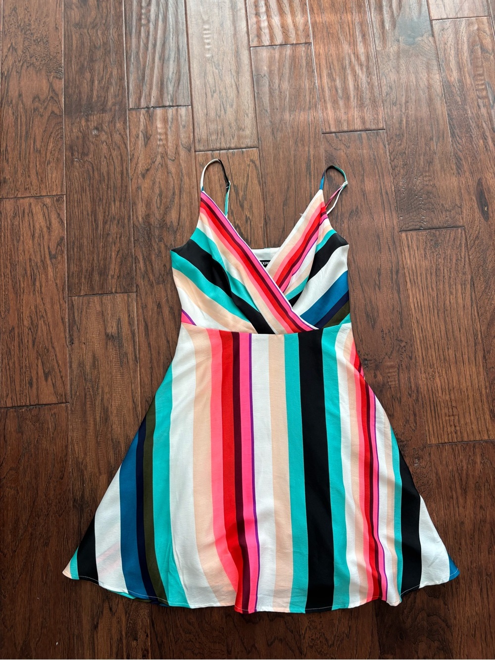 Multicolor Striped Spaghetti-Strap Mini Dress